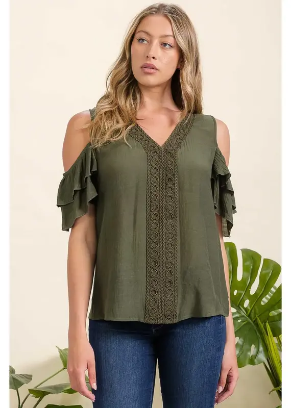 Candice Crochet Front Cold Shoulder Top