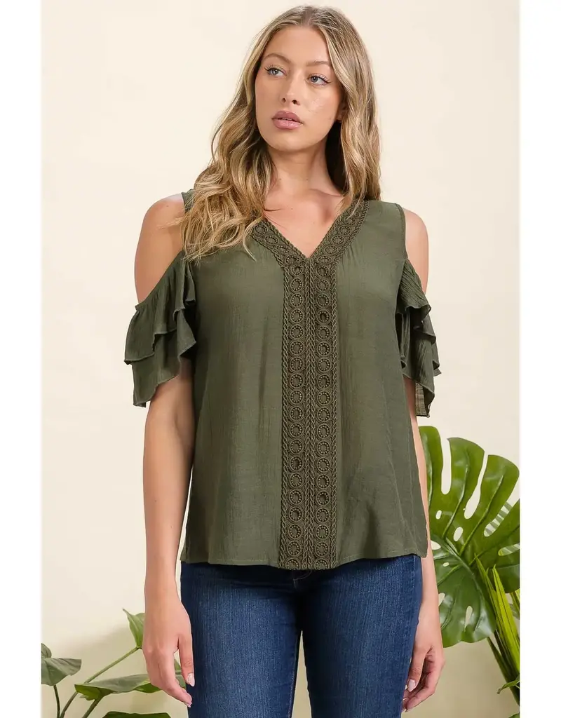 Candice Crochet Front Cold Shoulder Top