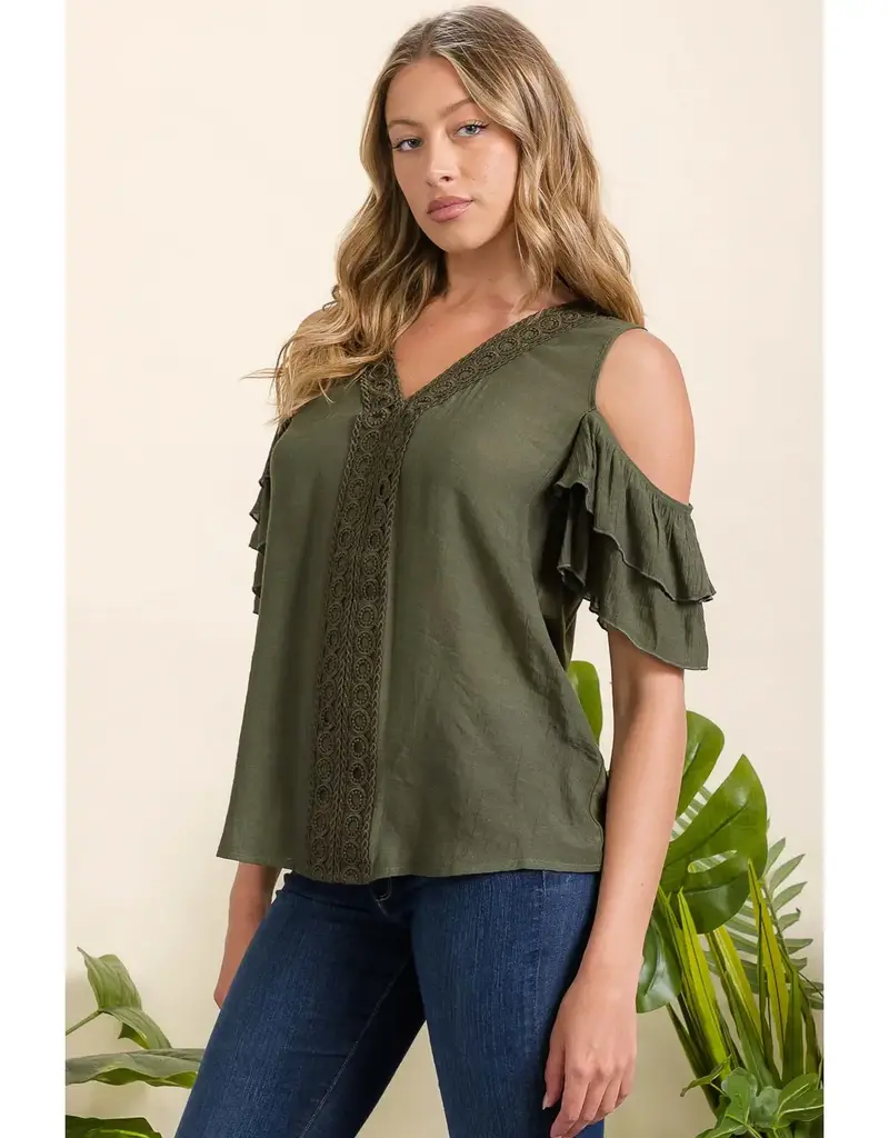 Candice Crochet Front Cold Shoulder Top