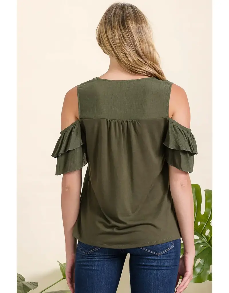 Candice Crochet Front Cold Shoulder Top