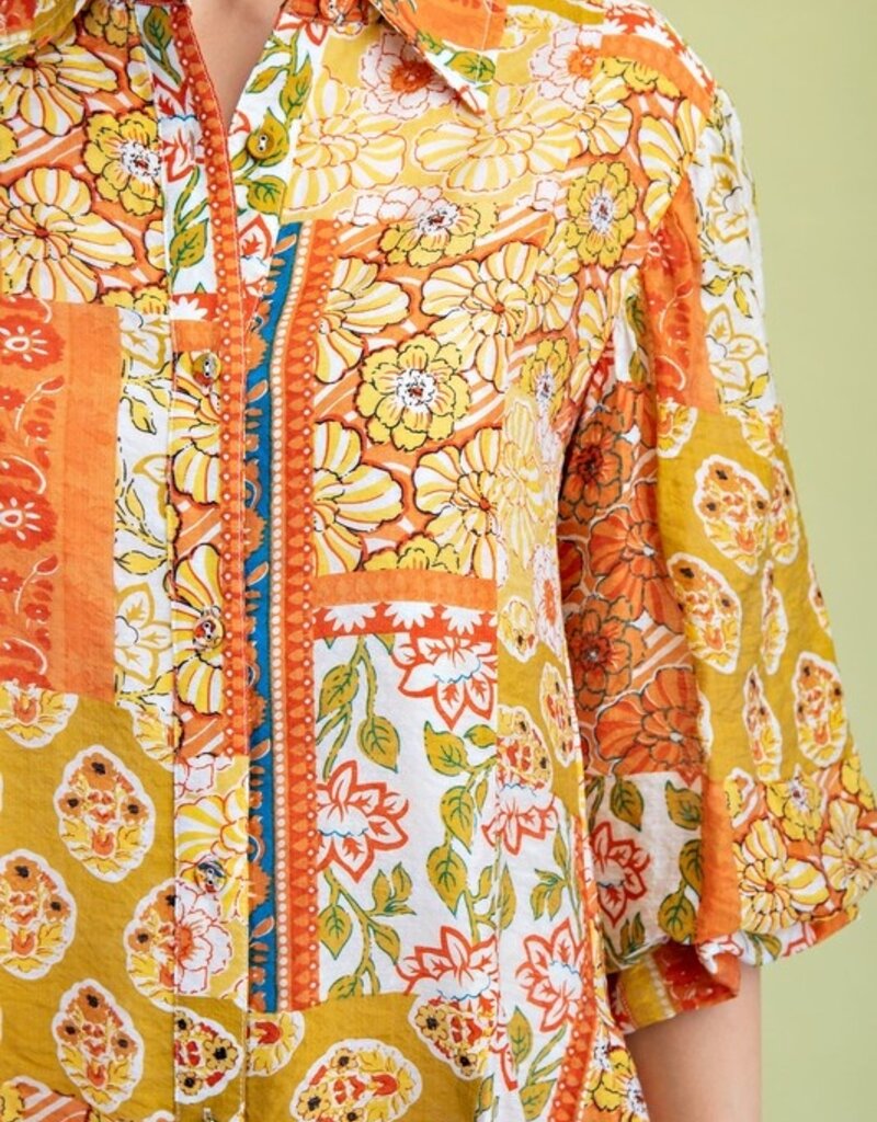 Autumn Mix Dress w/Flared Skirt and 3/4 Length Sleeves