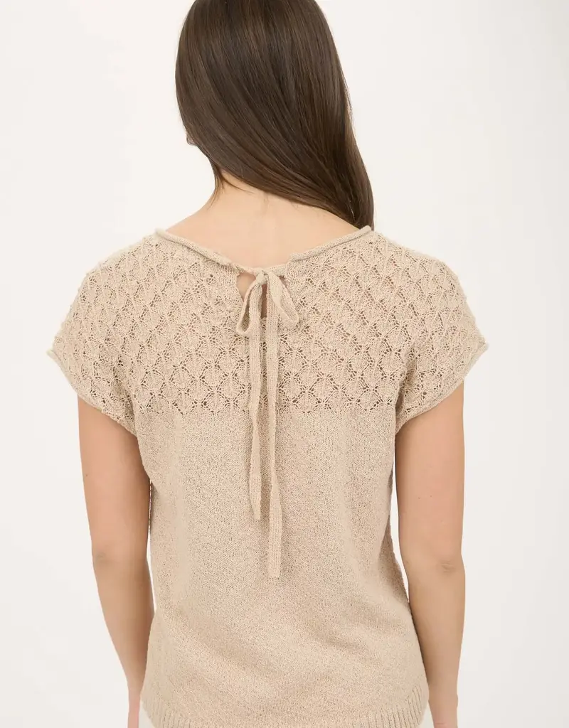 Tie Back Eyelet Yoke K nit Top