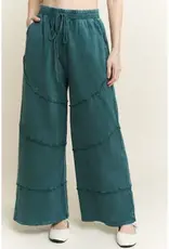Mineral Washed Diagonal Hem Wide Leg Pant