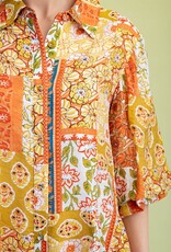 Flared Skirt Dress W/ 3/4 Length Gathered Balloon Sleeves