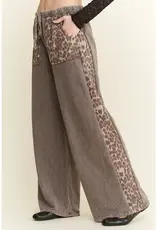 Mineral washed Leopard Print Pocket Side Trim Pant