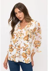 Febe Floral Top W/Cascade Front