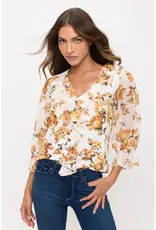 Febe Floral Top W/Cascade Front
