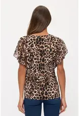 Leopard PrintTop W/ Flutter & V-Neck Detail