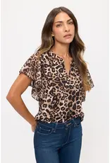 Leopard PrintTop W/ Flutter & V-Neck Detail