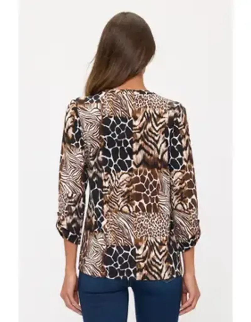 Safari Mix Top W/Roll Tab Sleeve