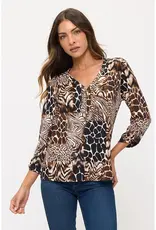 Safari Mix Top W/Roll Tab Sleeve