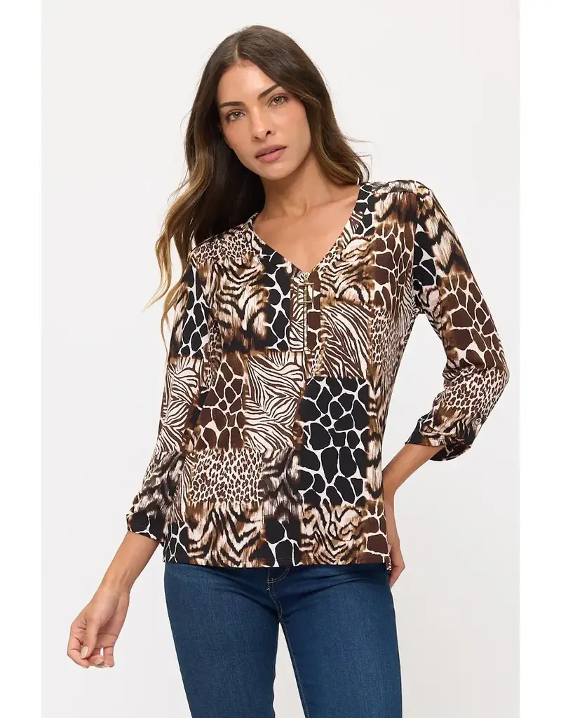 Safari Mix Top W/Roll Tab Sleeve