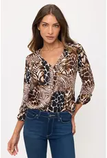 Safari Mix Top W/Roll Tab Sleeve
