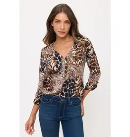 Safari Mix Top W/Roll Tab Sleeve