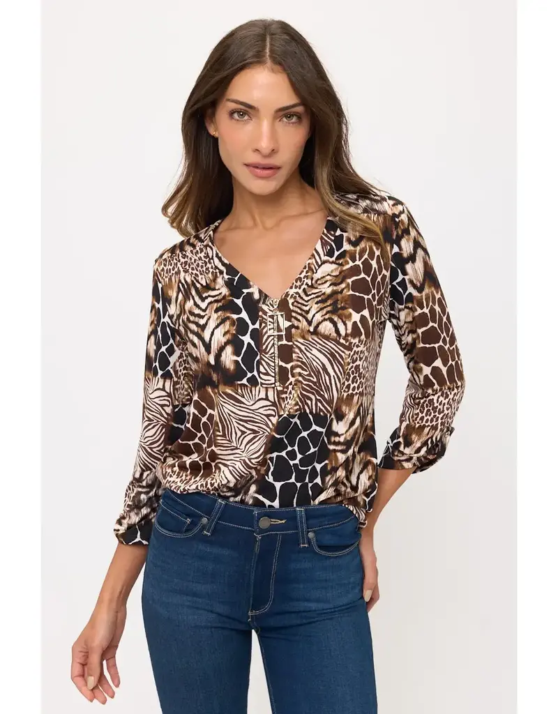 Safari Mix Top W/Roll Tab Sleeve