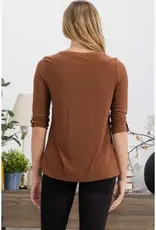 Izzy Top W/Pleated Front & Roll Tab Sleeve