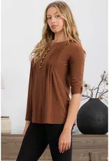 Izzy Top W/Pleated Front & Roll Tab Sleeve