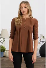 Izzy Top W/Pleated Front & Roll Tab Sleeve