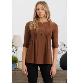 Izzy Top W/Pleated Front & Roll Tab Sleeve