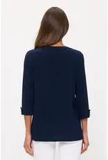 Izzy Top W/Pleated Front & Roll Tab Sleeve