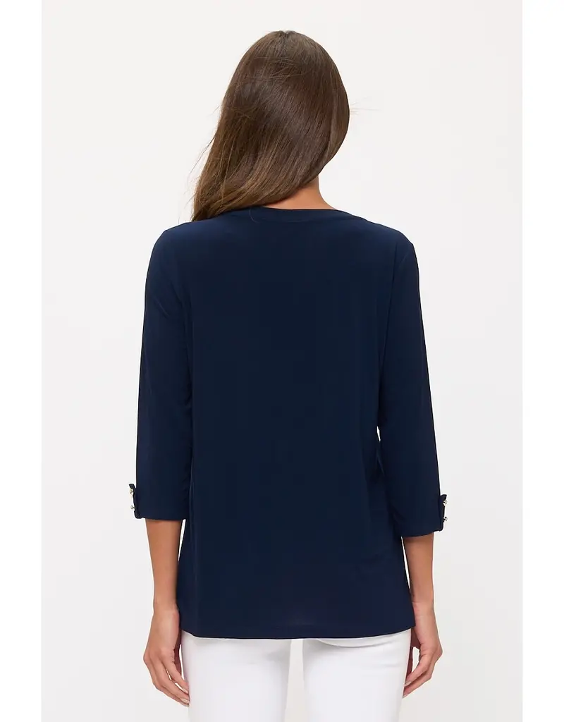 Izzy Top W/Pleated Front & Roll Tab Sleeve