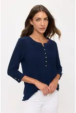 Izzy Top W/Pleated Front & Roll Tab Sleeve