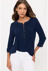 Izzy Top W/Pleated Front & Roll Tab Sleeve