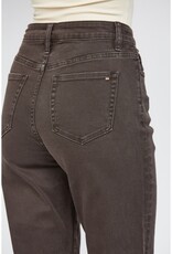 Button Fly High Rise Straight Leg Jean