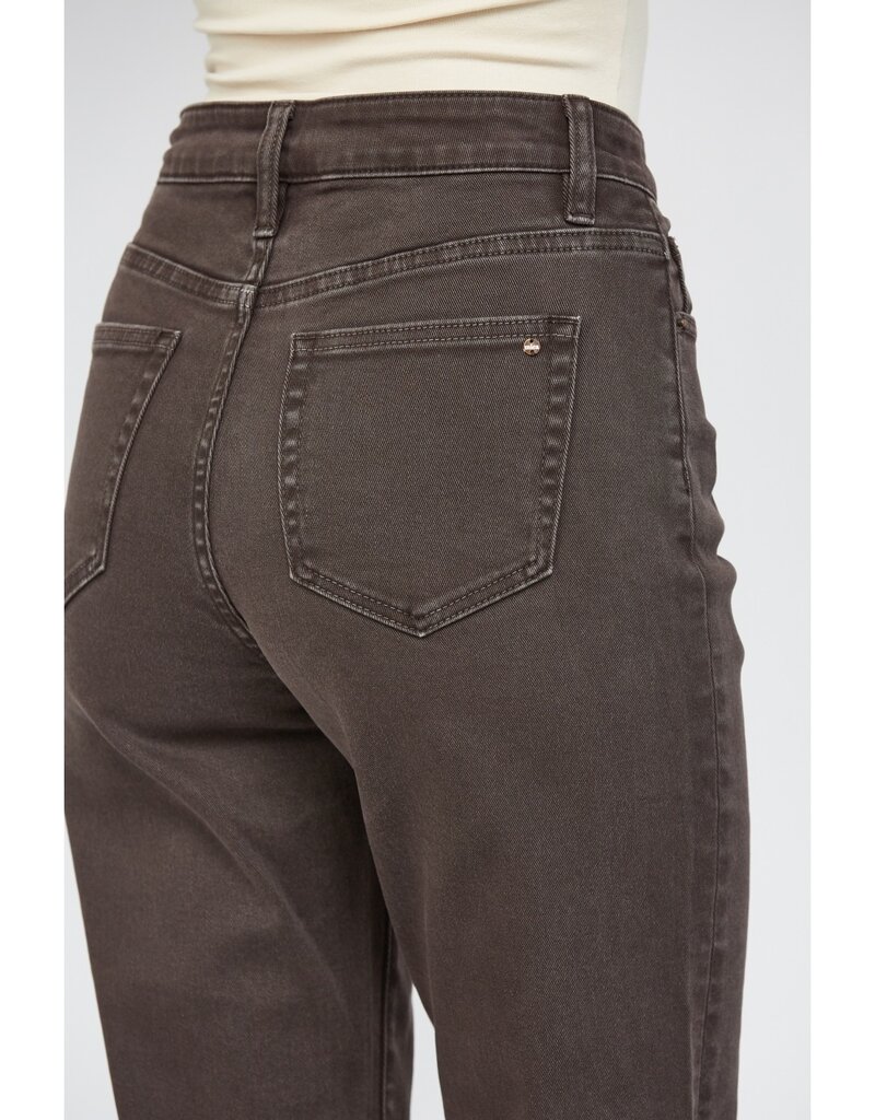 Button Fly High Rise Straight Leg Jean