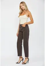 Button Fly High Rise Straight Leg Jean