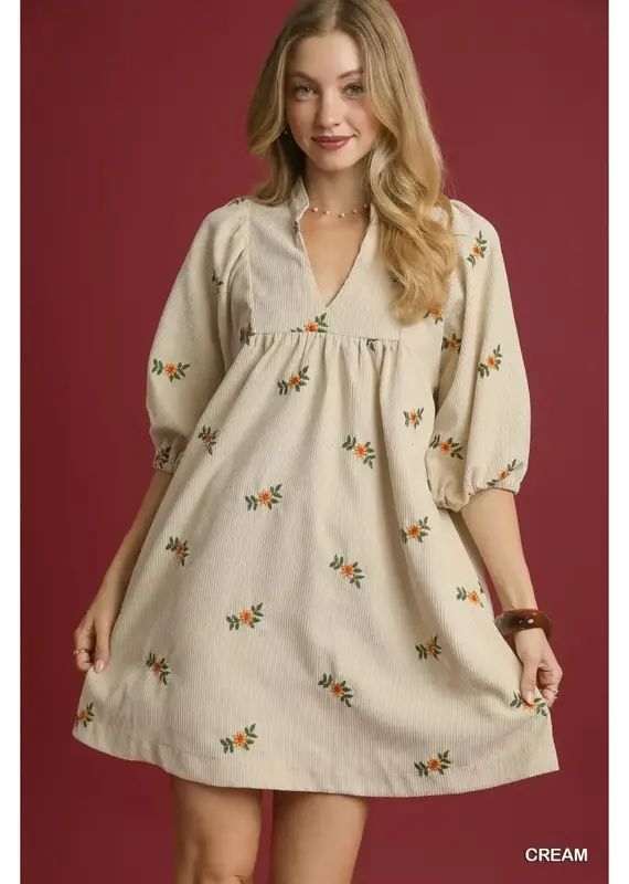 Sunflowers In Bloom Corduroy Dress