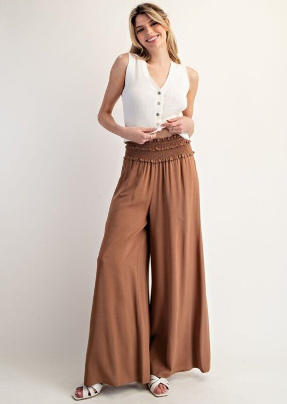 Smocked Wide Leg Pants