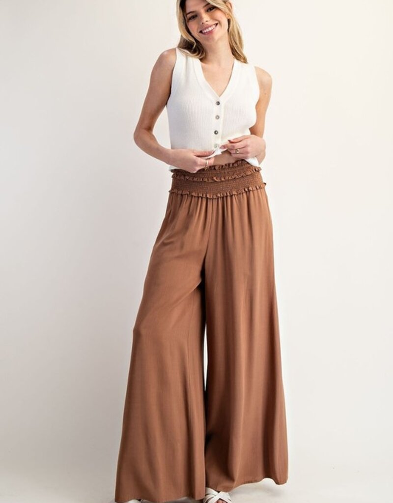 Smocked Wide Leg Pants