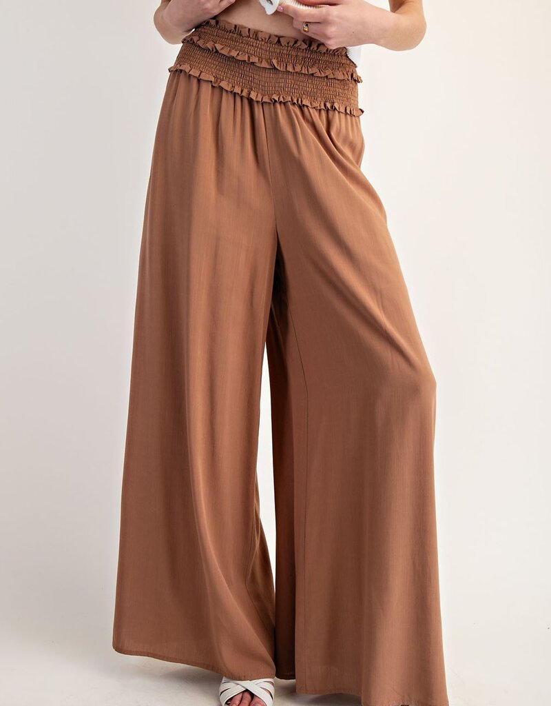 Smocked Wide Leg Pants