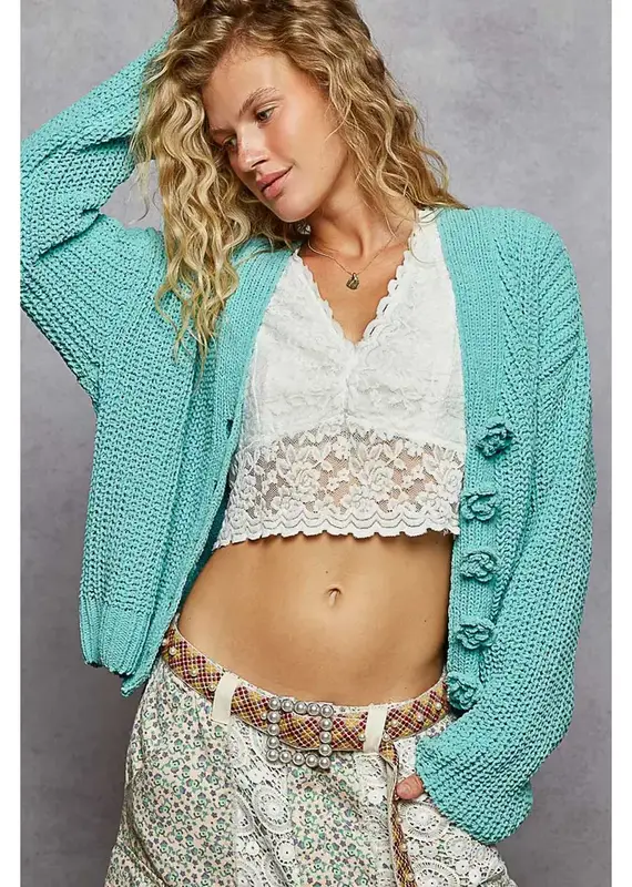 Sweet Flower Button Front Cardigan