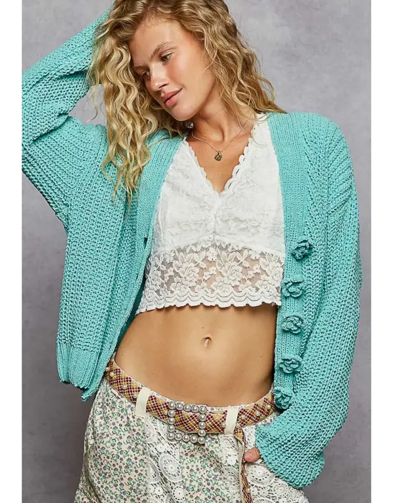 Sweet Flower Button Front Cardigan