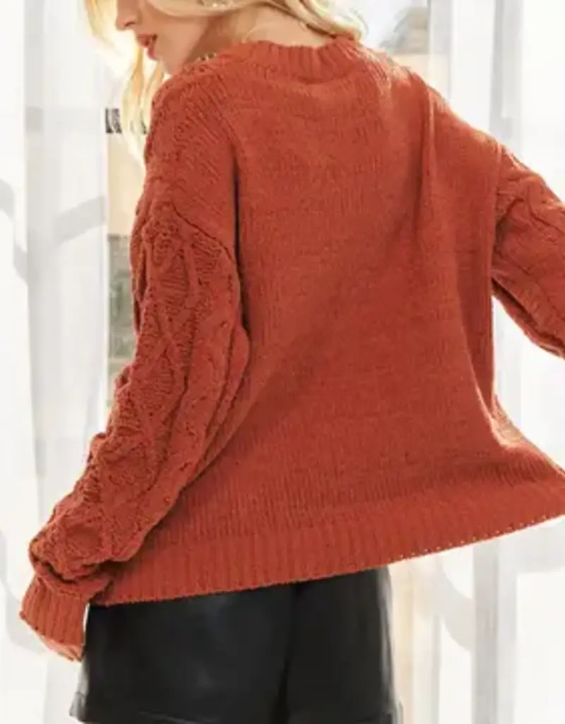 Cass Cable Knit Crew Neck Sweater
