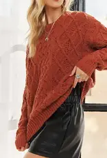 Cass Cable Knit Crew Neck Sweater