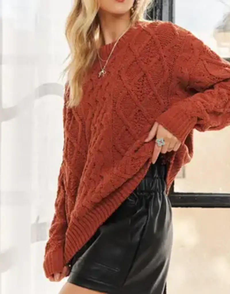 Cass Cable Knit Crew Neck Sweater