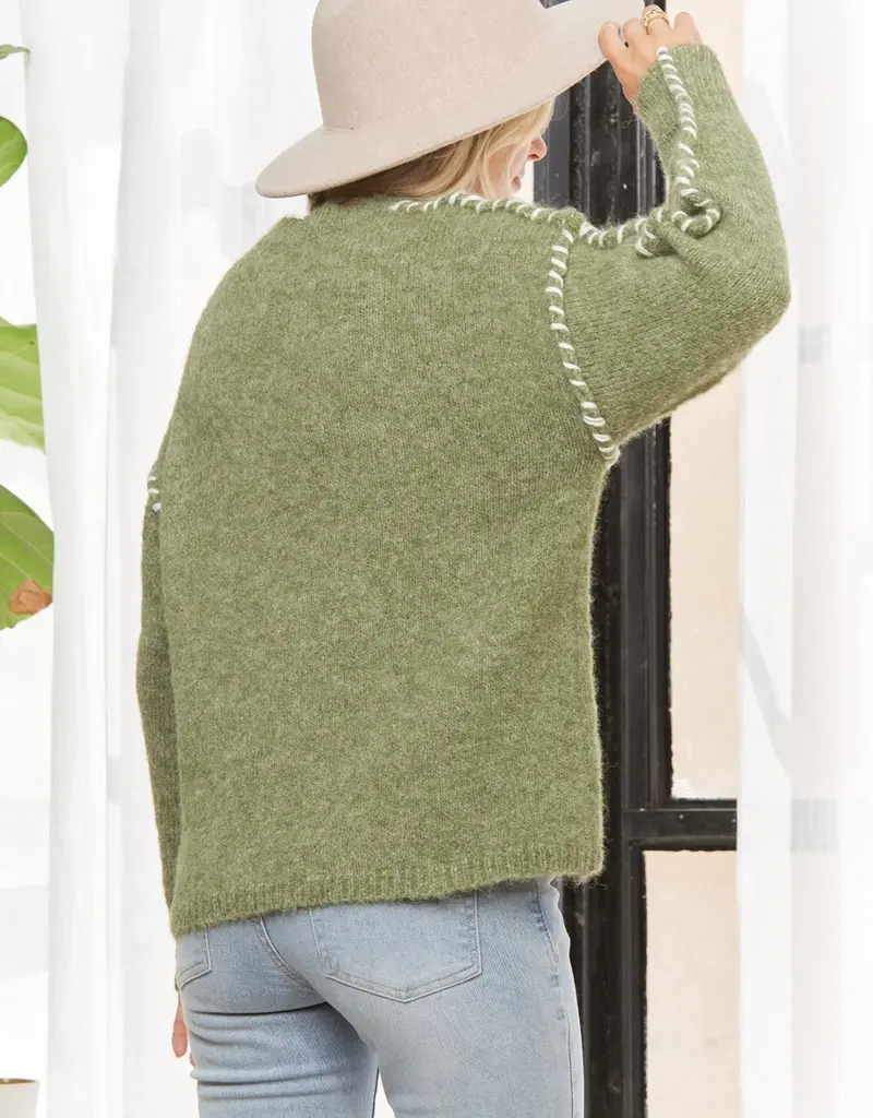 Olivia Stitch Trim Detail Knit Sweater