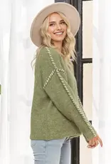 Olivia Stitch Trim Detail Knit Sweater
