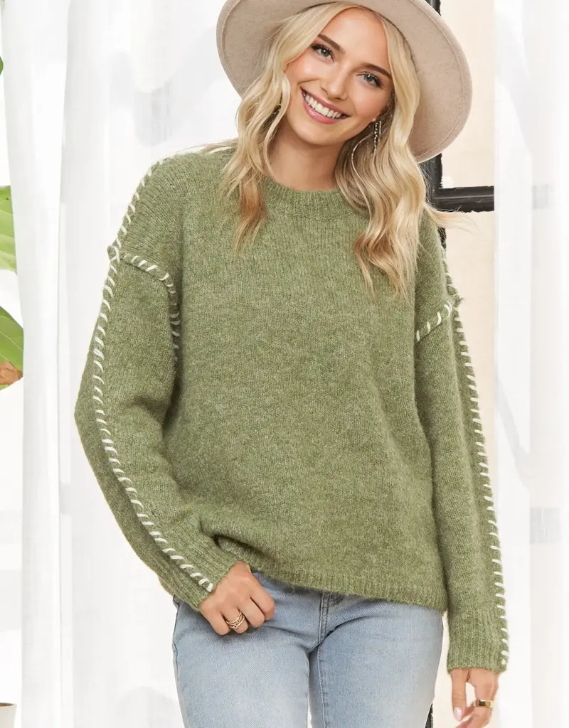 Olivia Stitch Trim Detail Knit Sweater