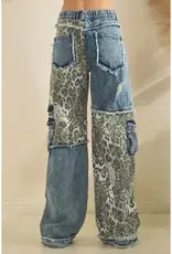 Patched  Leopard Jean