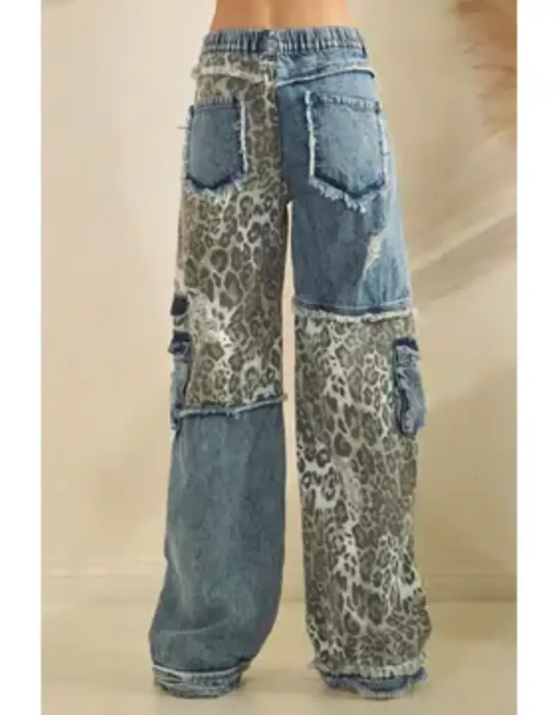 Patched  Leopard Jean