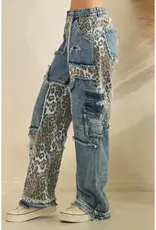Patched  Leopard Jean