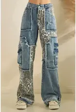 Patched  Leopard Jean
