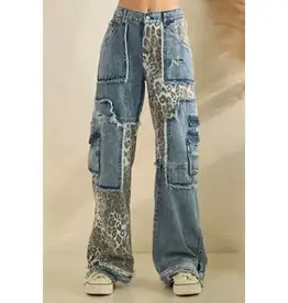 Patched  Leopard Jean