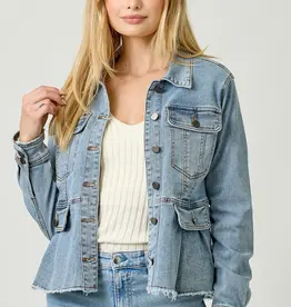 Washed Denim Peplum Jacket