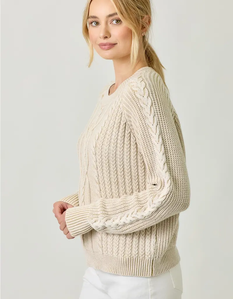 Soft Cotton Washed Cable Sweater