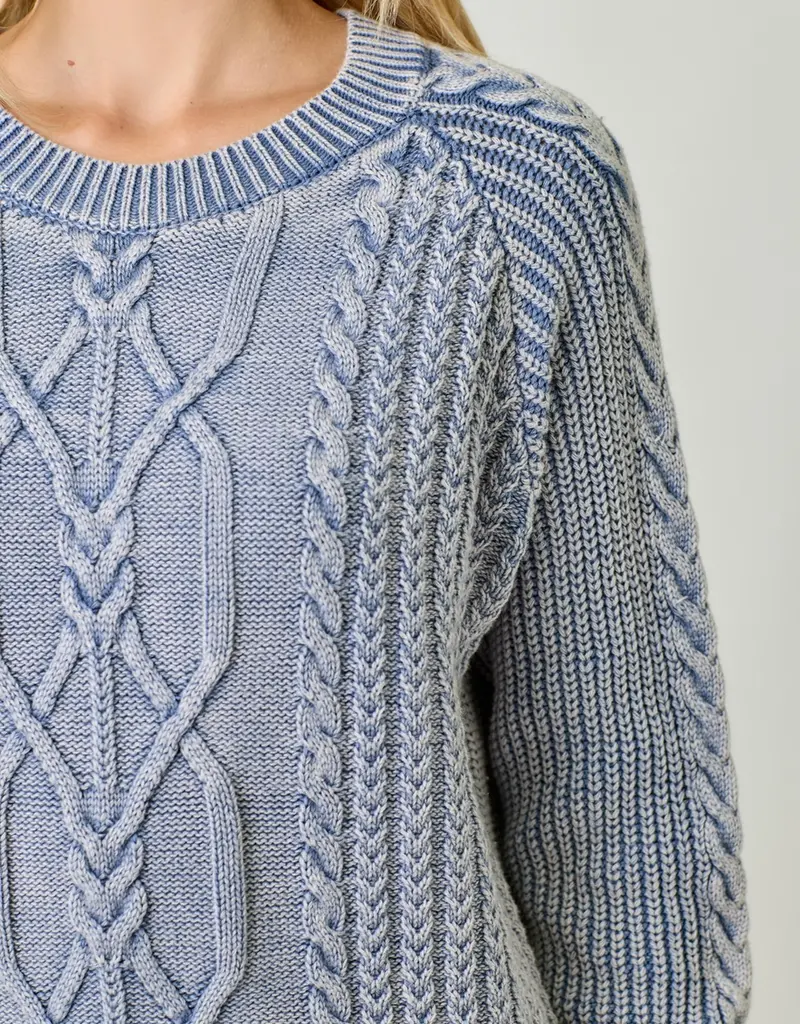 Soft Cotton Washed Cable Sweater